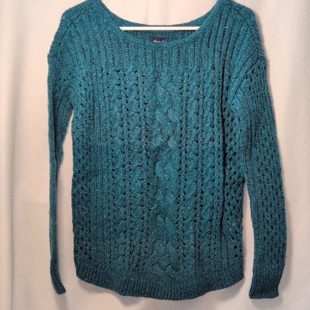 American Eagle Outfitters Turquoise Knit Sweater